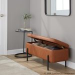 Daniella Contemporary Camel Faux Leather and Black Steel Storage Bench 14 Daniella Contemporary Camel Faux Leather and Black Steel Storage Bench