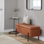 Daniella Contemporary Camel Faux Leather and Black Steel Storage Bench 15 Daniella Contemporary Camel Faux Leather and Black Steel Storage Bench