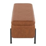 Daniella Contemporary Camel Faux Leather and Black Steel Storage Bench 17 Daniella Contemporary Camel Faux Leather and Black Steel Storage Bench