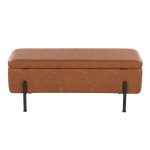 Daniella Contemporary Camel Faux Leather and Black Steel Storage Bench 19 Daniella Contemporary Camel Faux Leather and Black Steel Storage Bench
