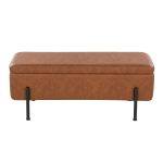 Daniella Contemporary Camel Faux Leather and Black Steel Storage Bench 20 Daniella Contemporary Camel Faux Leather and Black Steel Storage Bench
