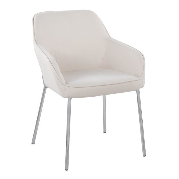 Daniella Contemporary Chrome and Cream Fabric Dining Chairs Set of 2 2