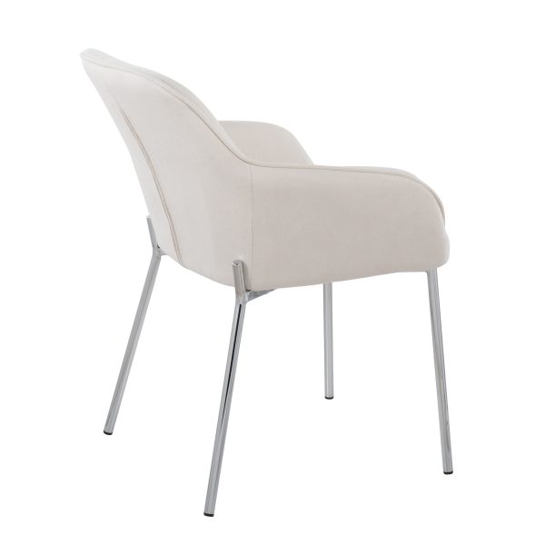 Daniella Contemporary Chrome and Cream Fabric Dining Chairs Set of 2 4
