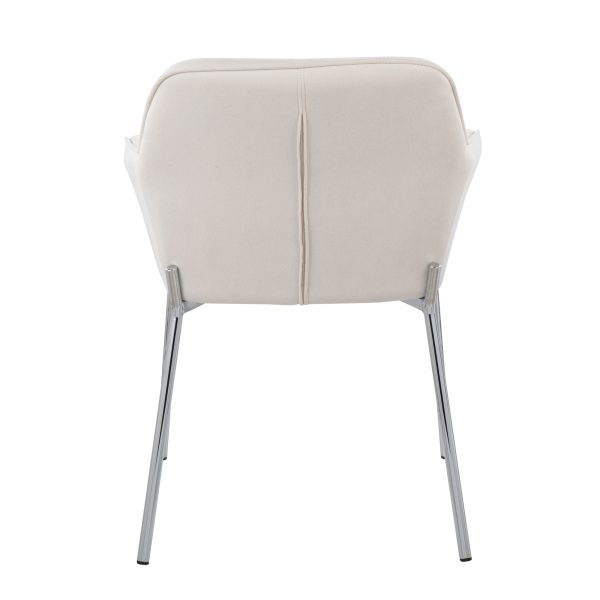 Daniella Contemporary Chrome and Cream Fabric Dining Chairs Set of 2 5
