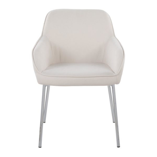 Daniella Contemporary Chrome and Cream Fabric Dining Chairs Set of 2 6