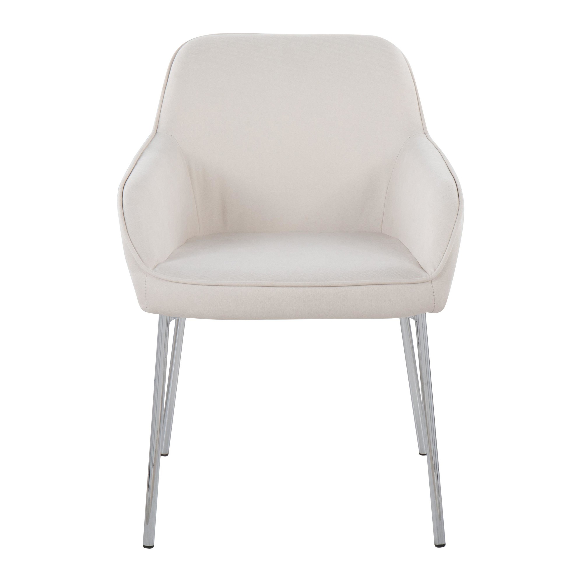 Daniella Contemporary Chrome and Cream Fabric Dining Chairs (Set of 2) 7 Daniella Contemporary Chrome and Cream Fabric Dining Chairs (Set of 2) - Image 7