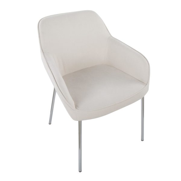 Daniella Contemporary Chrome and Cream Fabric Dining Chairs Set of 2 7