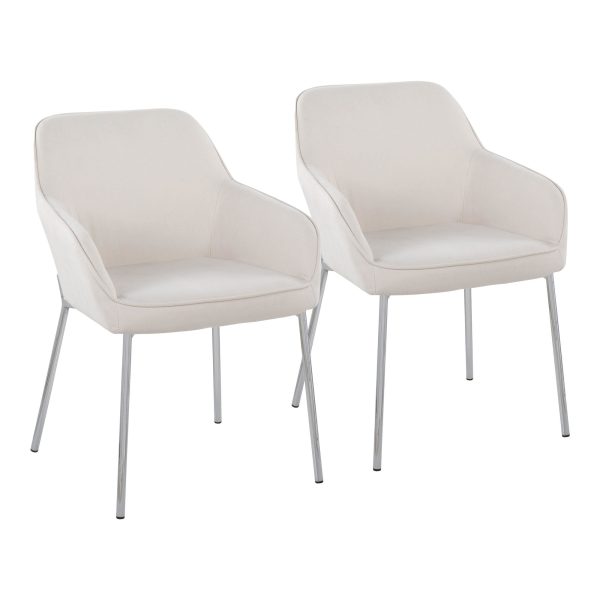 Daniella Contemporary Chrome and Cream Fabric Dining Chairs Set of 2 8