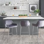 Daniella Contemporary Chrome and Silver Velvet Counter Stools (Set of 2) 12 Daniella Contemporary Chrome and Silver Velvet Counter Stools (Set of 2)
