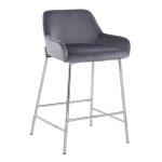 Daniella Contemporary Chrome and Silver Velvet Counter Stools (Set of 2) 15 Daniella Contemporary Chrome and Silver Velvet Counter Stools (Set of 2)