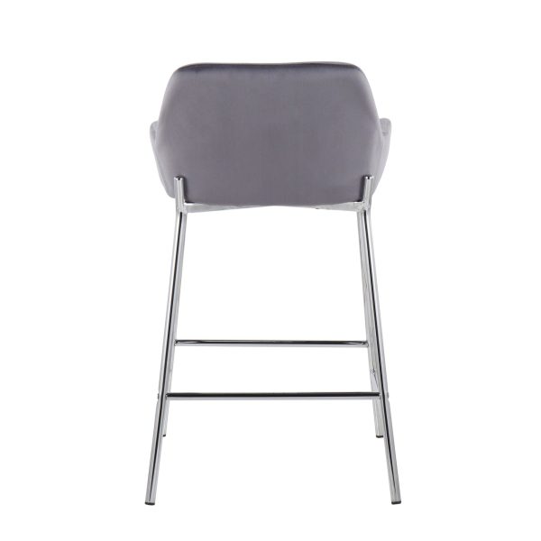 Daniella Contemporary Chrome and Silver Velvet Counter Stools Set of 2 6