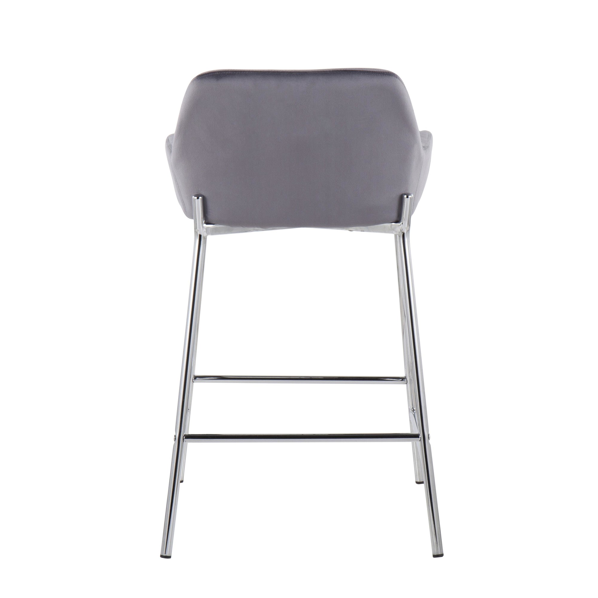 Daniella Contemporary Chrome and Silver Velvet Counter Stools (Set of 2) 7 Daniella Contemporary Chrome and Silver Velvet Counter Stools (Set of 2) - Image 7