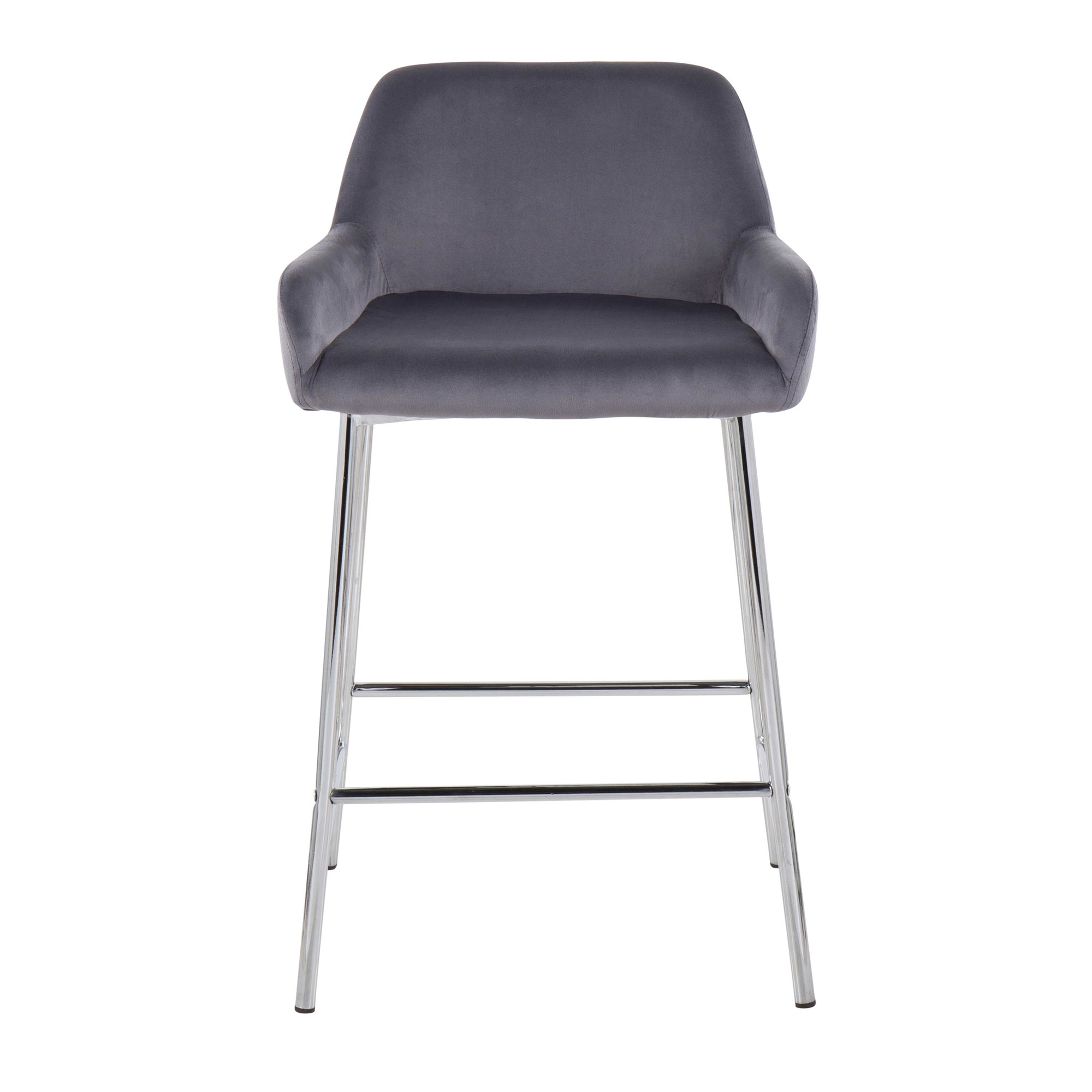 Daniella Contemporary Chrome and Silver Velvet Counter Stools (Set of 2) 8 Daniella Contemporary Chrome and Silver Velvet Counter Stools (Set of 2) - Image 8
