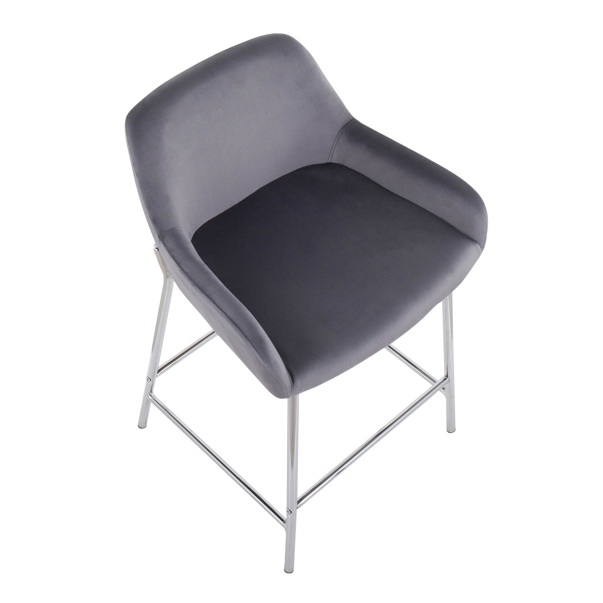 Daniella Contemporary Chrome and Silver Velvet Counter Stools (Set of 2) 9 Daniella Contemporary Chrome and Silver Velvet Counter Stools (Set of 2) - Image 9