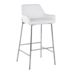 Daniella Contemporary Chrome and White Bar Stools (Set of 2) 12 Daniella Contemporary Chrome and White Bar Stools (Set of 2)
