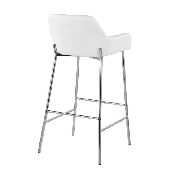 Daniella Contemporary Chrome and White Bar Stools Set of 2 4