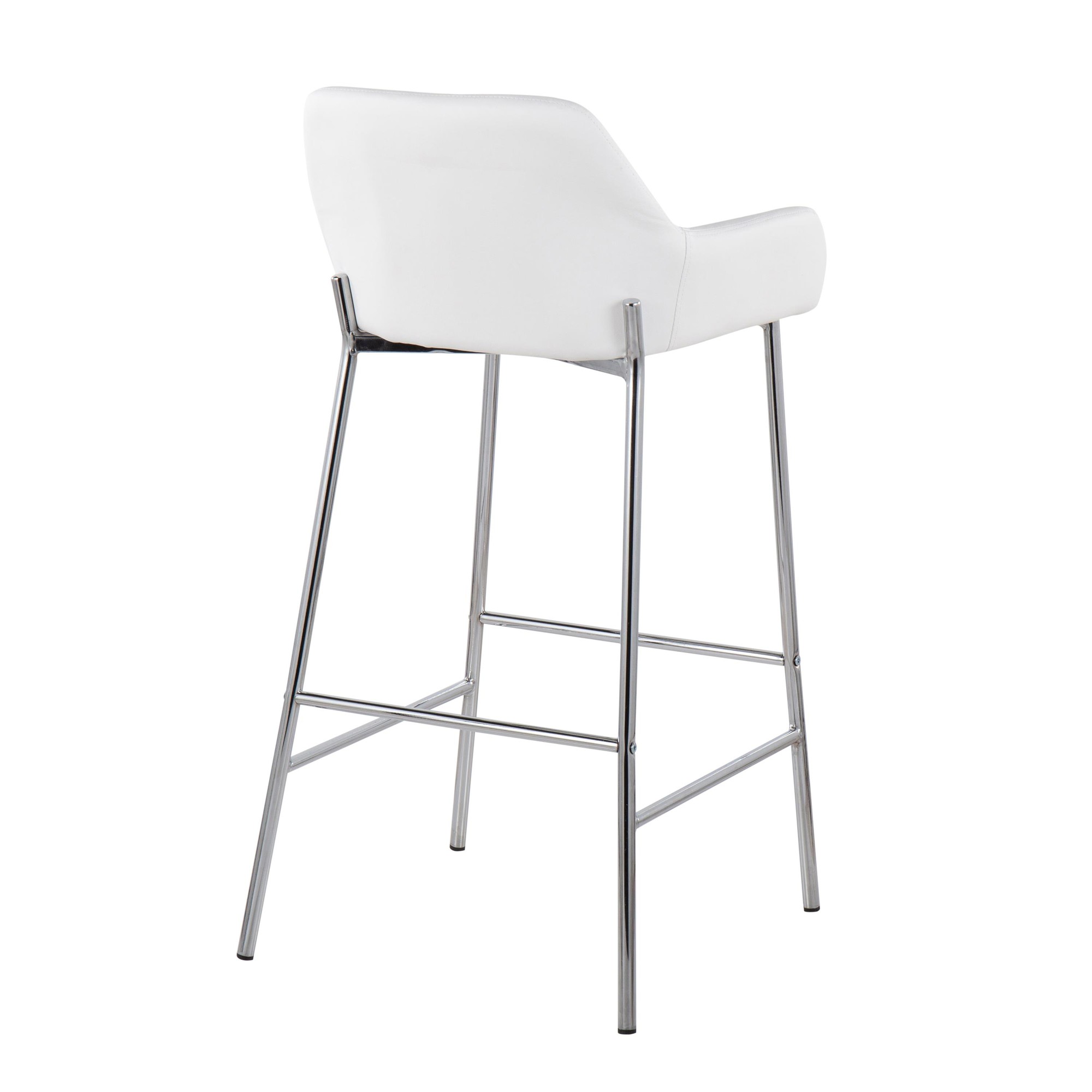 Daniella Contemporary Chrome and White Bar Stools (Set of 2) 5 Daniella Contemporary Chrome and White Bar Stools (Set of 2) - Image 5