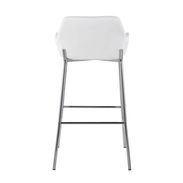 Daniella Contemporary Chrome and White Bar Stools Set of 2 5