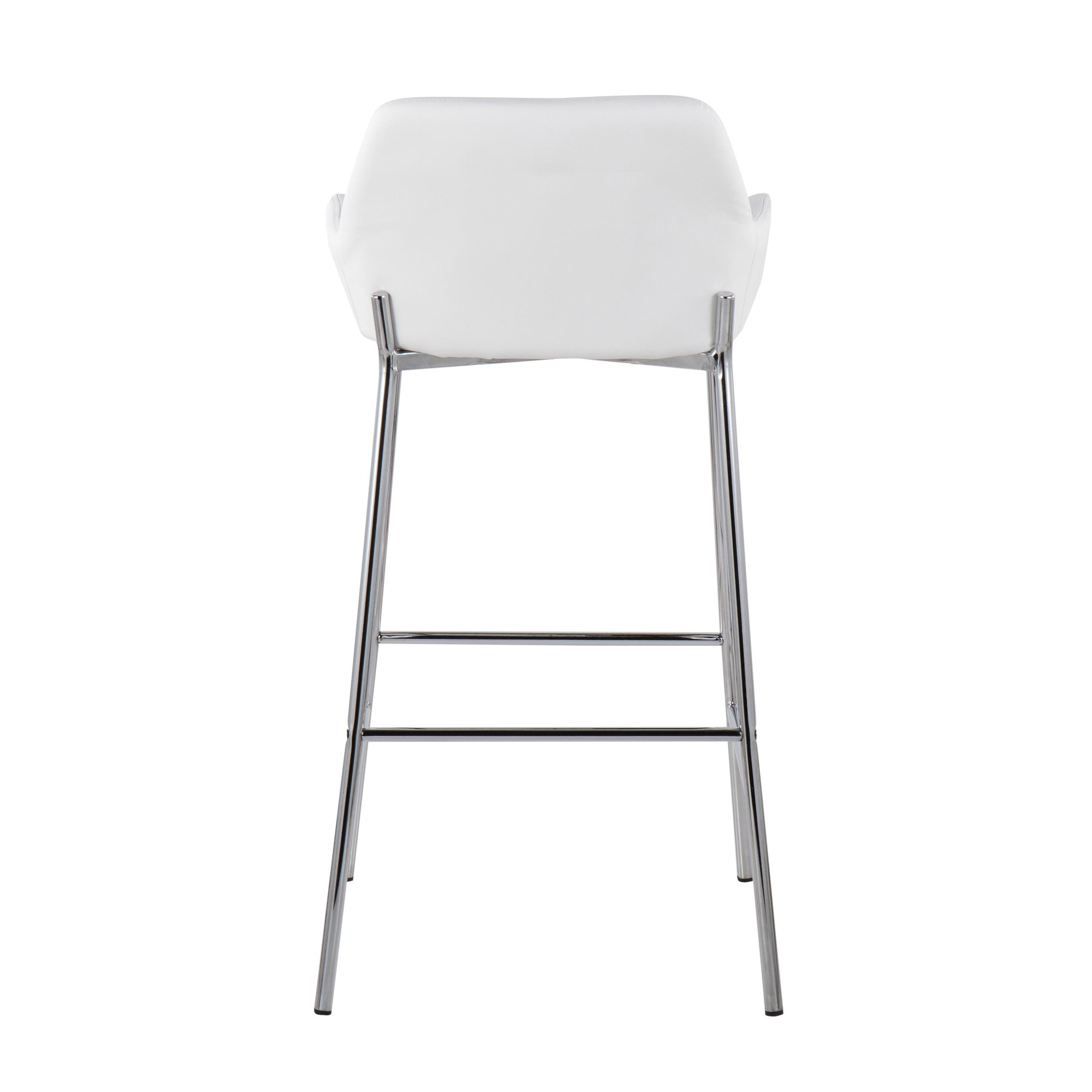 Daniella Contemporary Chrome and White Bar Stools (Set of 2) 6 Daniella Contemporary Chrome and White Bar Stools (Set of 2) - Image 6