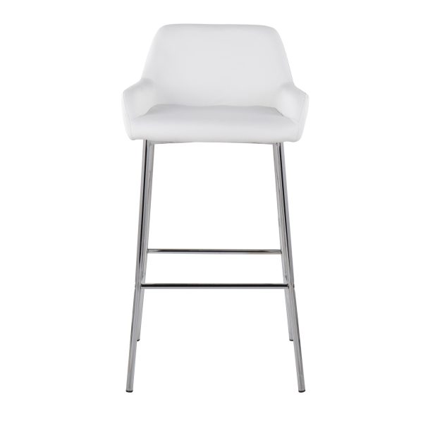 Daniella Contemporary Chrome and White Bar Stools Set of 2 6