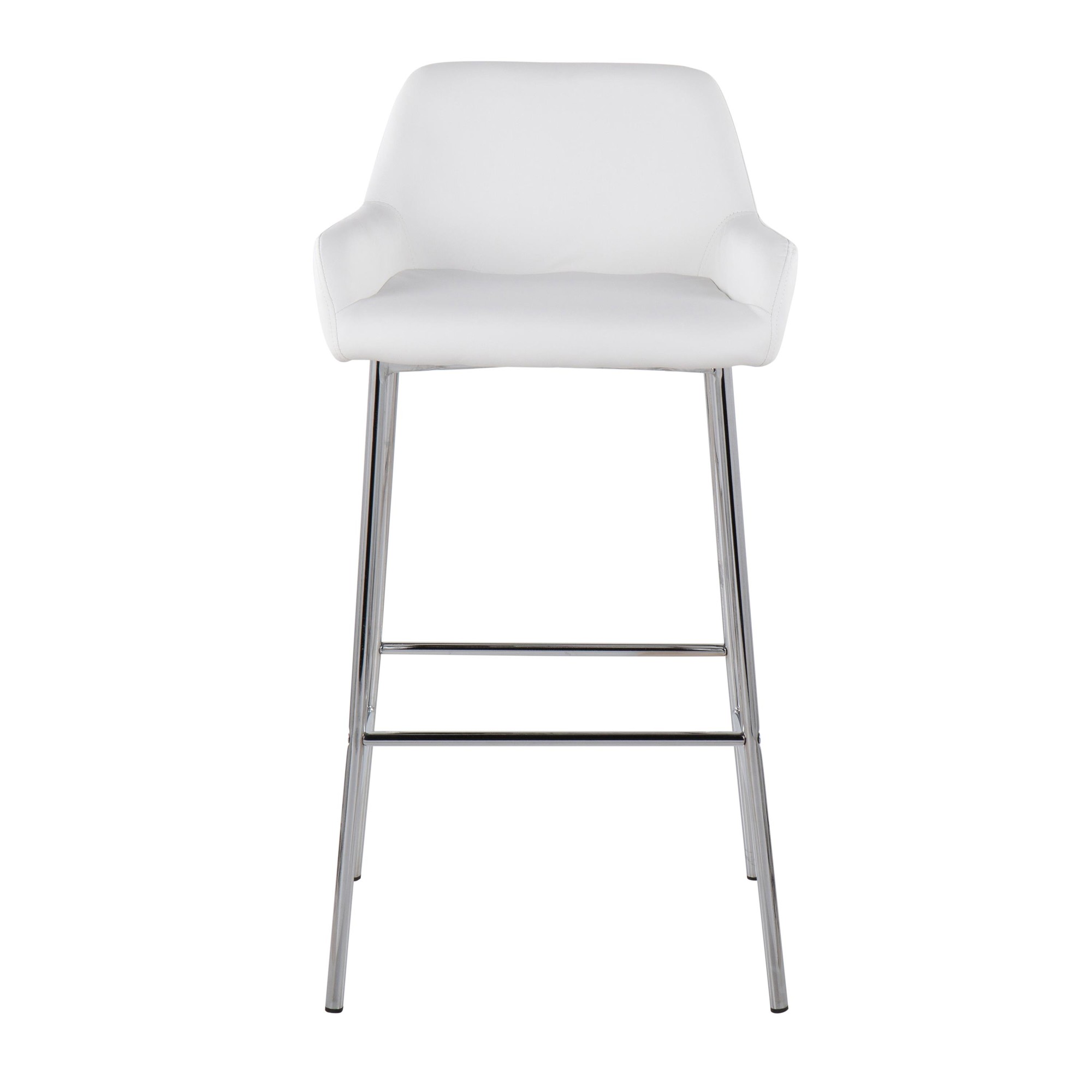 Daniella Contemporary Chrome and White Bar Stools (Set of 2) 7 Daniella Contemporary Chrome and White Bar Stools (Set of 2) - Image 7