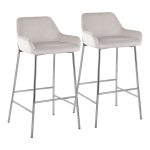 Daniella Contemporary Chrome and White Velvet Bar Stools (Set of 2) 11 Daniella Contemporary Chrome and White Velvet Bar Stools (Set of 2)