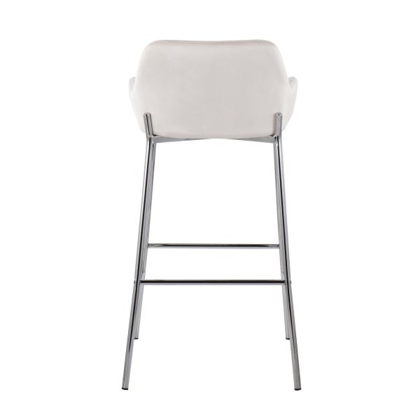 Daniella Contemporary Chrome and White Velvet Bar Stools Set of 2 5