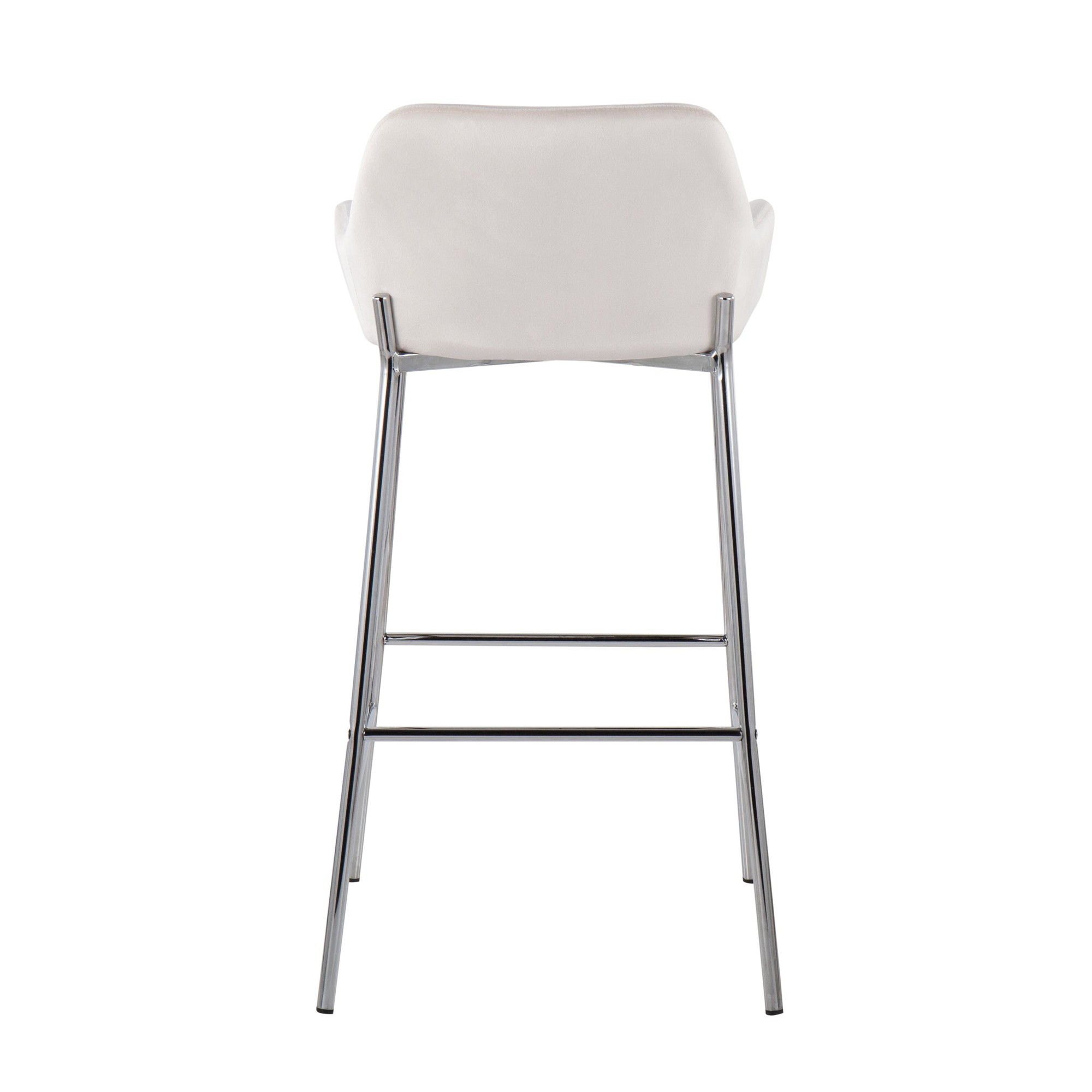 Daniella Contemporary Chrome and White Velvet Bar Stools (Set of 2) 6 Daniella Contemporary Chrome and White Velvet Bar Stools (Set of 2) - Image 6