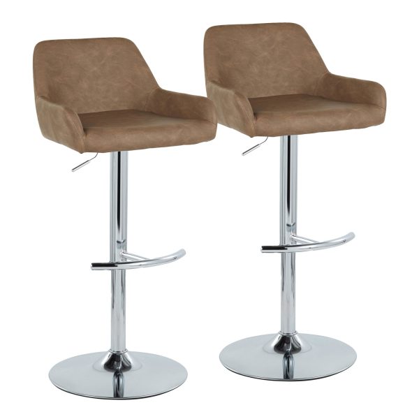 Daniella Contemporary Espresso Faux Leather Adjustable Barstool Set of 2 2