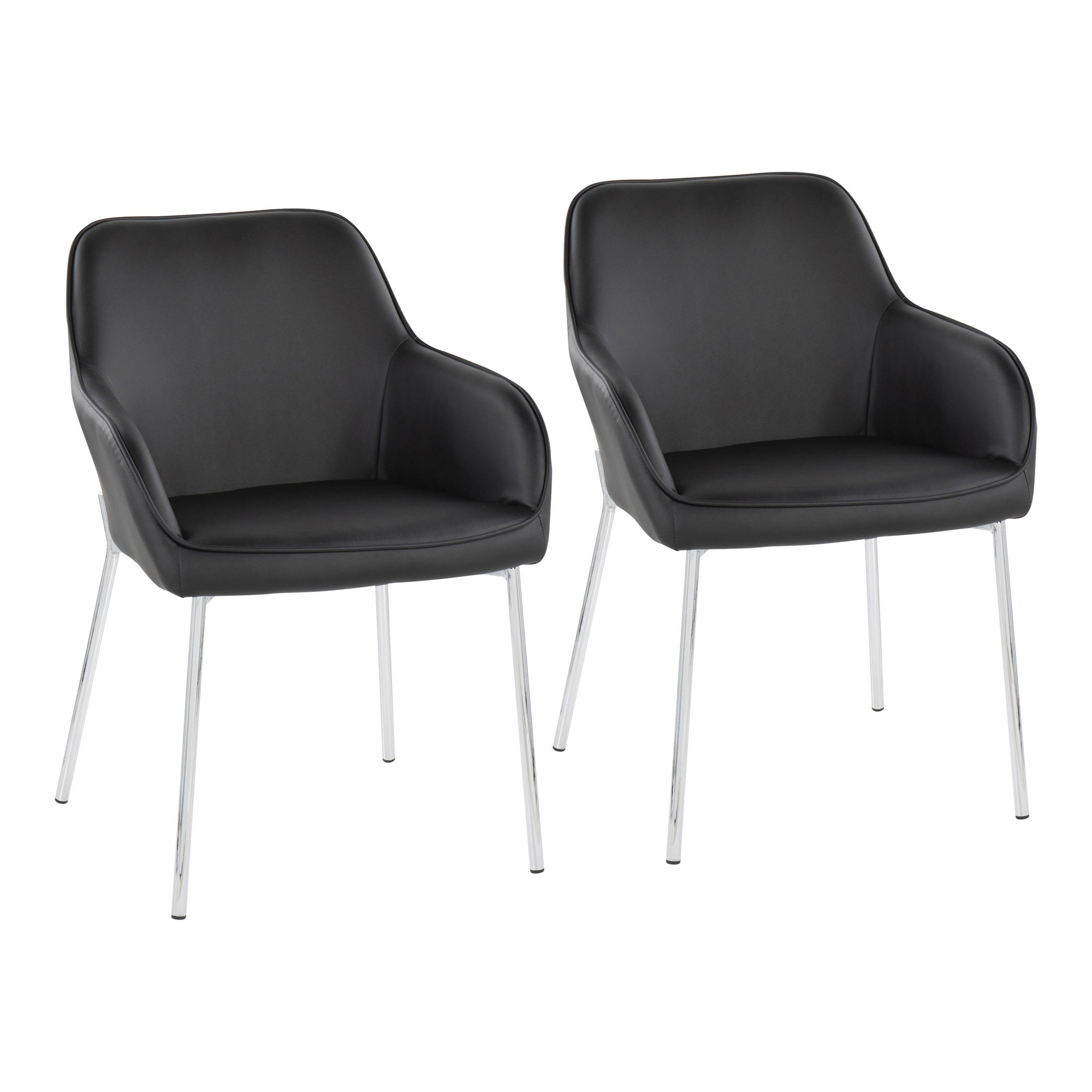 Daniella Contemporary Faux Leather Dining Chairs Chrome Black (Set of 2) (Set of 2) 2 Daniella Contemporary Faux Leather Dining Chairs Chrome Black (Set of 2) (Set of 2) - Image 2