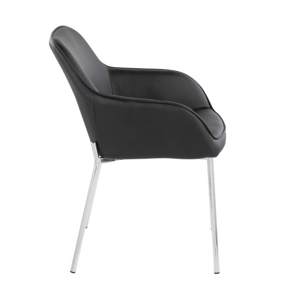 Daniella Contemporary Faux Leather Dining Chairs Chrome Black Set of 2 Set of 2 3