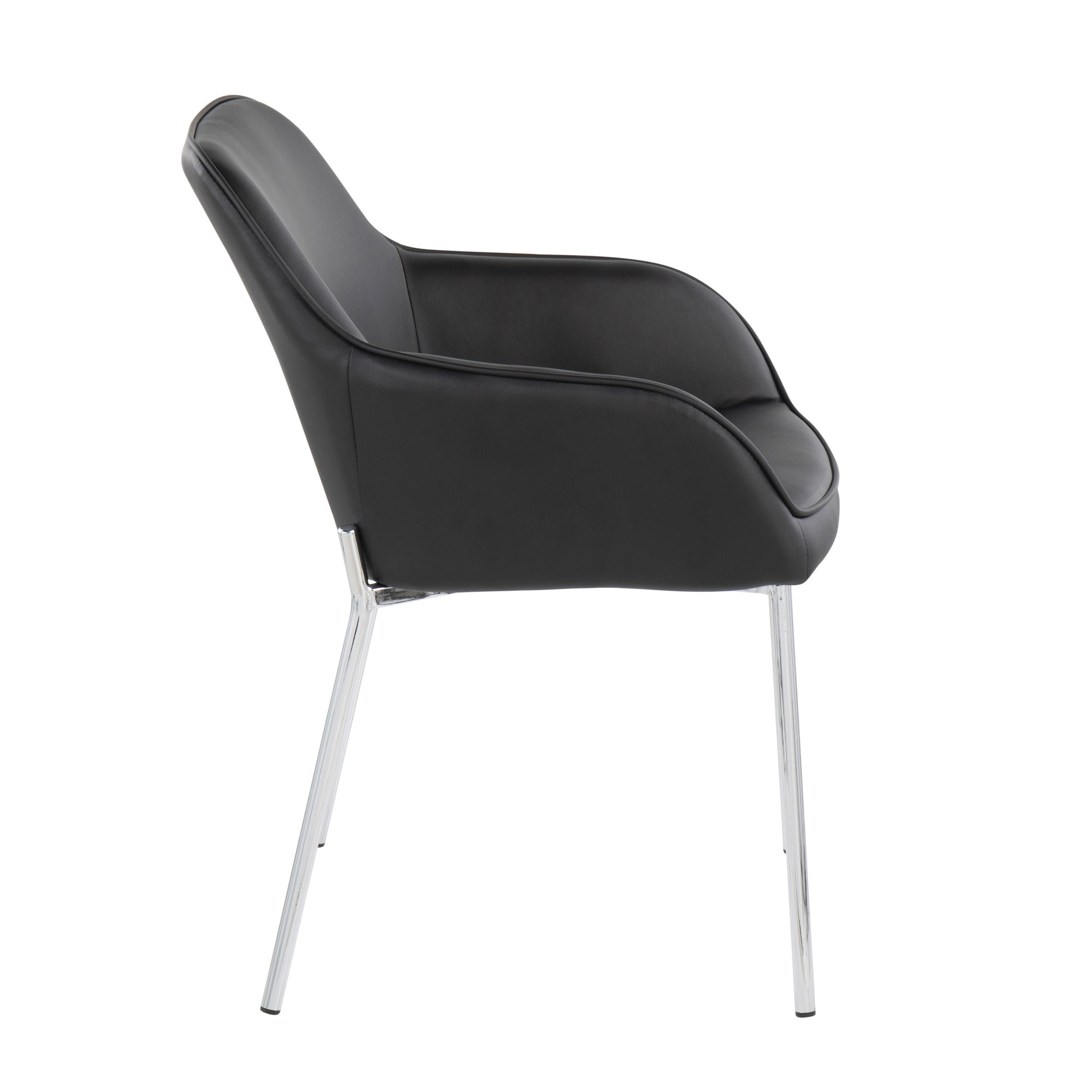 Daniella Contemporary Faux Leather Dining Chairs Chrome Black (Set of 2) (Set of 2) 4 Daniella Contemporary Faux Leather Dining Chairs Chrome Black (Set of 2) (Set of 2) - Image 4