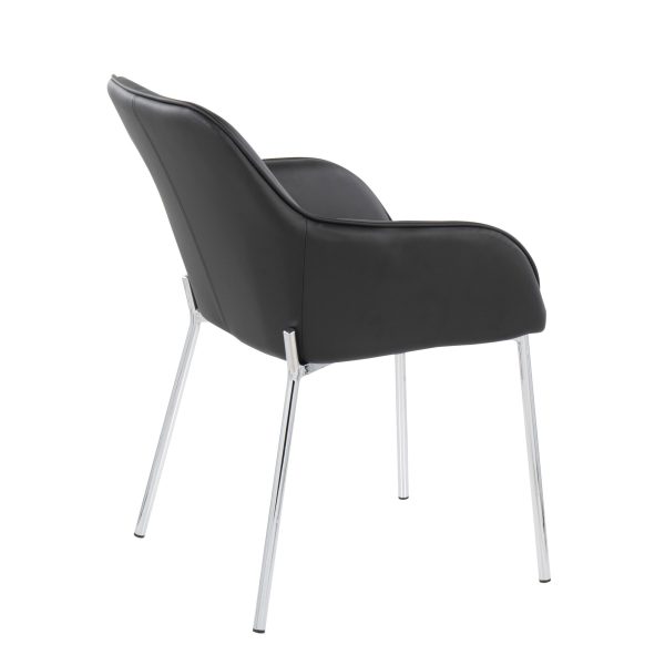 Daniella Contemporary Faux Leather Dining Chairs Chrome Black Set of 2 Set of 2 4