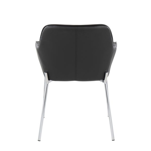 Daniella Contemporary Faux Leather Dining Chairs Chrome Black Set of 2 Set of 2 5