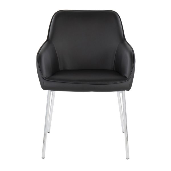 Daniella Contemporary Faux Leather Dining Chairs Chrome Black Set of 2 Set of 2 6