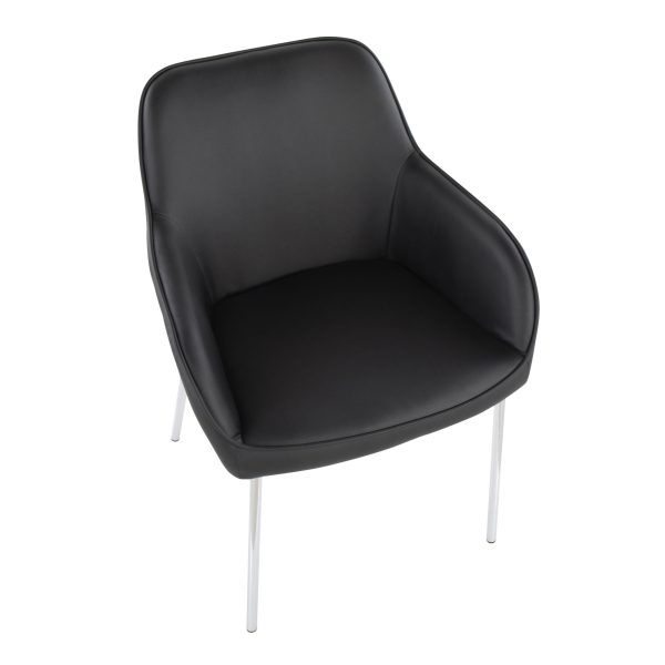 Daniella Contemporary Faux Leather Dining Chairs Chrome Black Set of 2 Set of 2 7