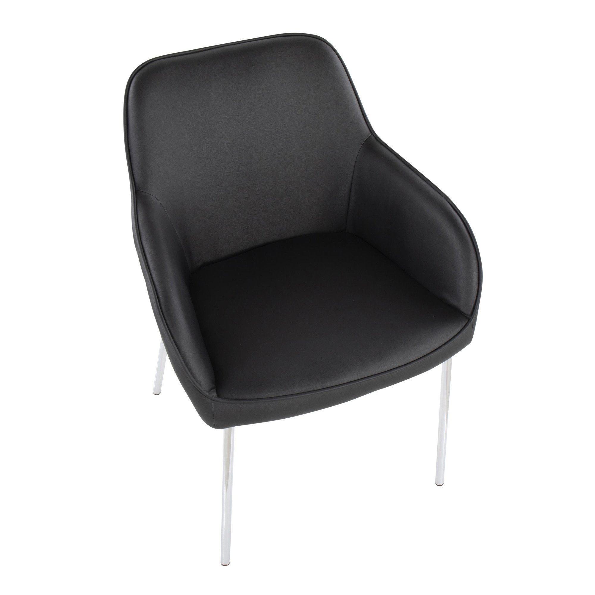 Daniella Contemporary Faux Leather Dining Chairs Chrome Black (Set of 2) (Set of 2) 8 Daniella Contemporary Faux Leather Dining Chairs Chrome Black (Set of 2) (Set of 2) - Image 8