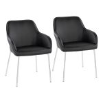 Daniella Contemporary Faux Leather Dining Chairs with Chrome Metal Legs in Black (Set of 2) (Set of 2) 11 Daniella Contemporary Faux Leather Dining Chairs with Chrome Metal Legs in Black (Set of 2) (Set of 2)
