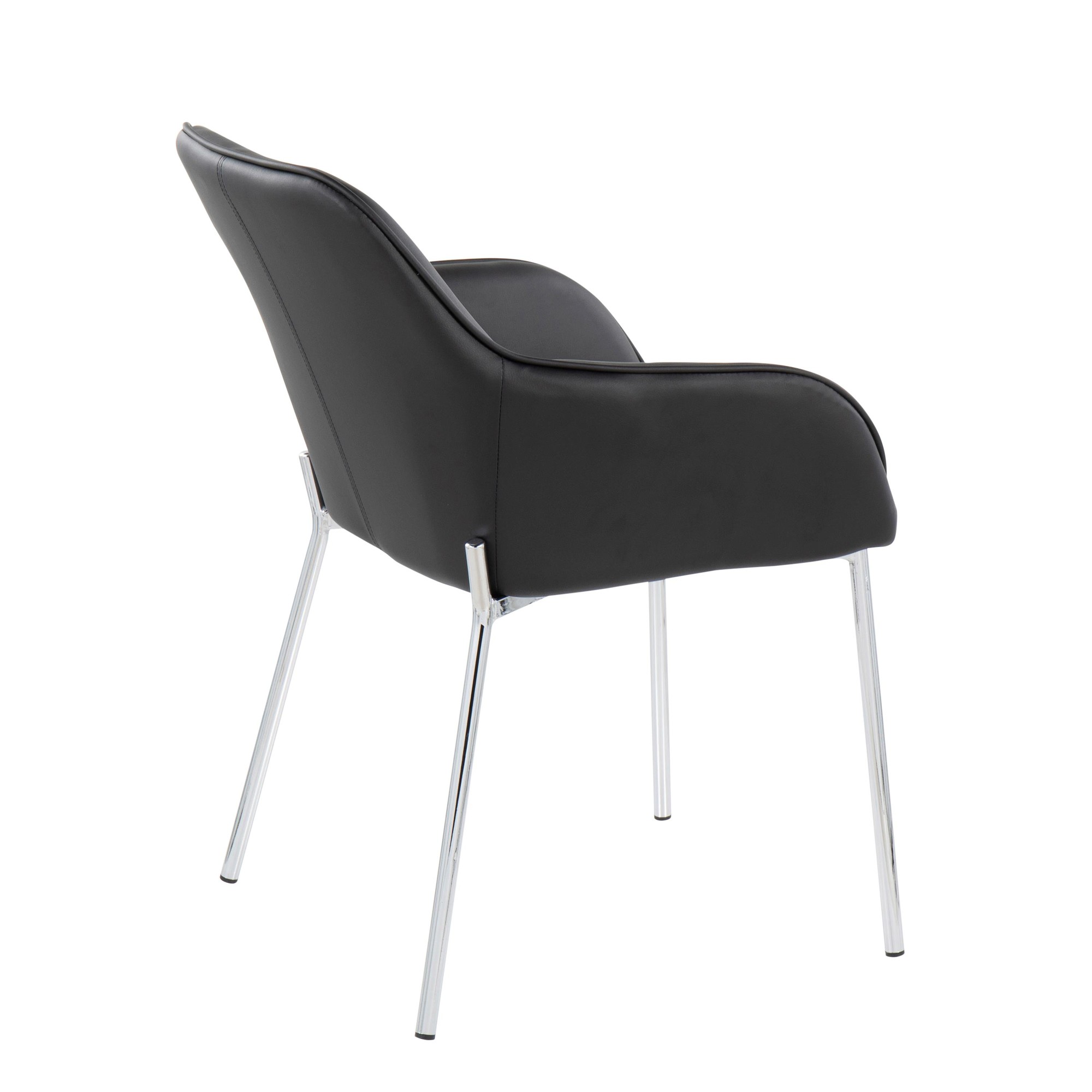 Daniella Contemporary Faux Leather Dining Chairs with Chrome Metal Legs in Black (Set of 2) (Set of 2) 5 Daniella Contemporary Faux Leather Dining Chairs with Chrome Metal Legs in Black (Set of 2) (Set of 2) - Image 5