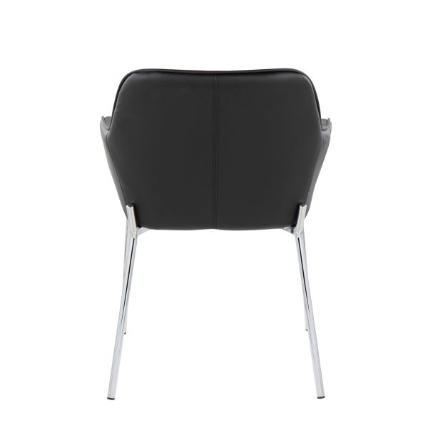 Daniella Contemporary Faux Leather Dining Chairs with Chrome Metal Legs in Black Set of 2 Set of 2 5