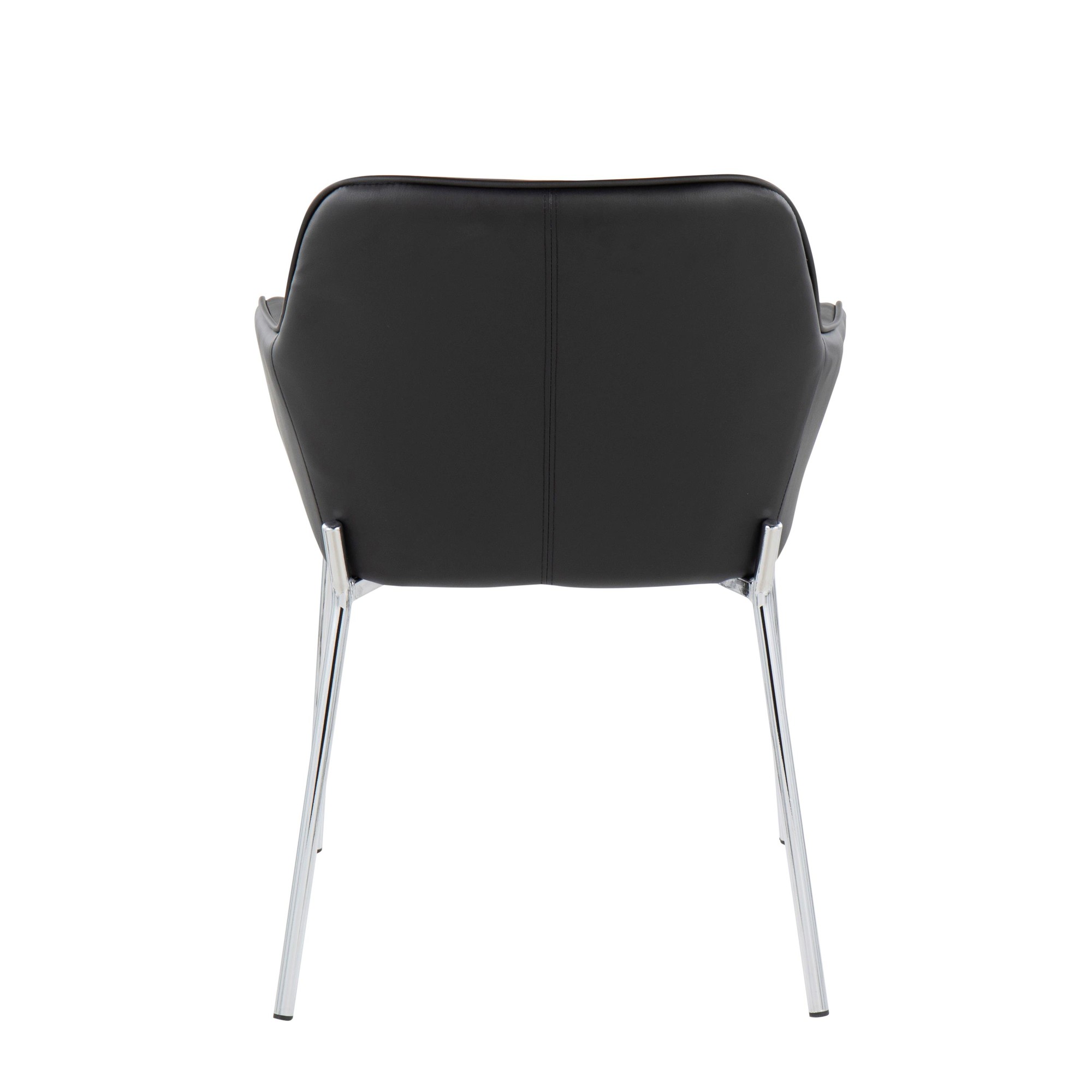Daniella Contemporary Faux Leather Dining Chairs with Chrome Metal Legs in Black (Set of 2) (Set of 2) 6 Daniella Contemporary Faux Leather Dining Chairs with Chrome Metal Legs in Black (Set of 2) (Set of 2) - Image 6