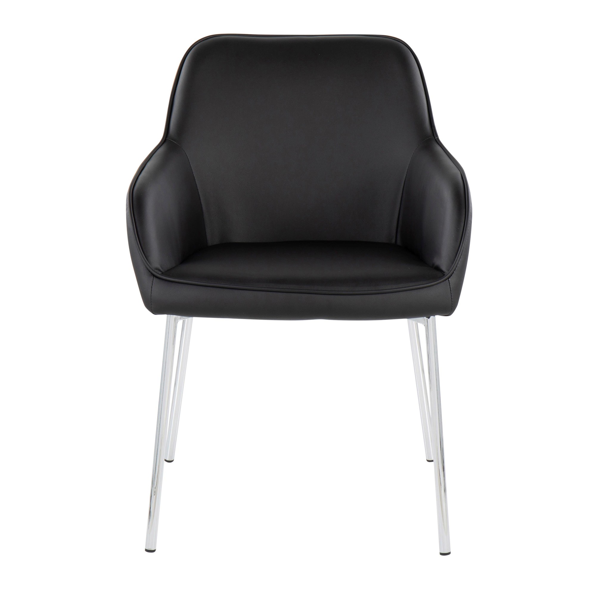 Daniella Contemporary Faux Leather Dining Chairs with Chrome Metal Legs in Black (Set of 2) (Set of 2) 7 Daniella Contemporary Faux Leather Dining Chairs with Chrome Metal Legs in Black (Set of 2) (Set of 2) - Image 7