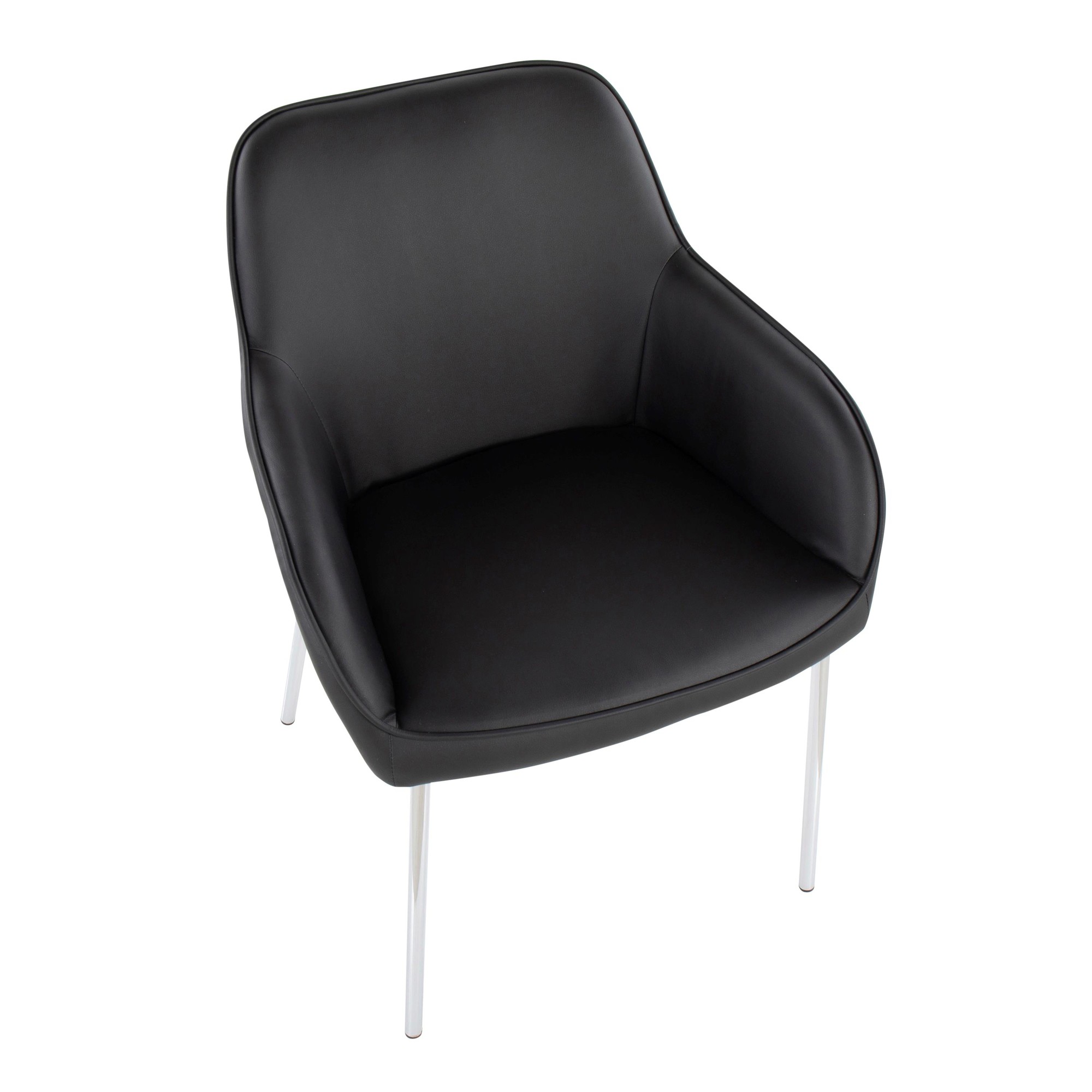 Daniella Contemporary Faux Leather Dining Chairs with Chrome Metal Legs in Black (Set of 2) (Set of 2) 8 Daniella Contemporary Faux Leather Dining Chairs with Chrome Metal Legs in Black (Set of 2) (Set of 2) - Image 8