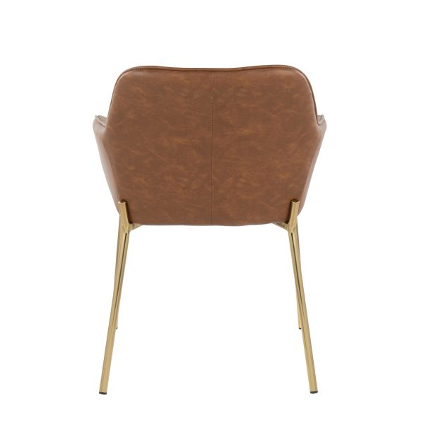 Daniella Contemporary Gold and Camel Faux Leather Dining Chairs Set of 2 5