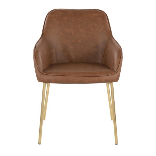 Daniella Contemporary Gold and Camel Faux Leather Dining Chairs Set of 2 6