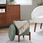 Daniella Contemporary Green Fabric Walnut Wood Storage Ottoman 14 Daniella Contemporary Green Fabric Walnut Wood Storage Ottoman
