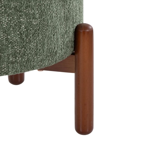 Daniella Contemporary Green Fabric Walnut Wood Storage Ottoman 8
