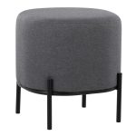 Daniella Contemporary Grey Fabric Black Metal Footstool 17-Inch