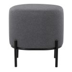 Daniella Contemporary Grey Fabric Black Metal Footstool 17-Inch