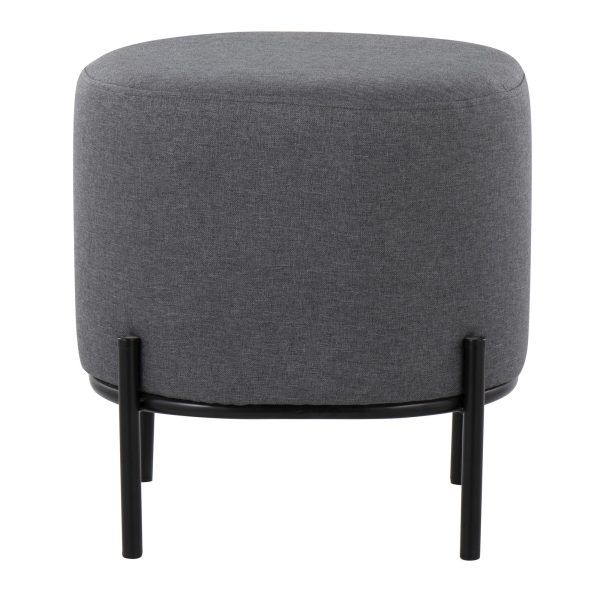 Daniella Contemporary Grey Fabric Black Metal Footstool 17 Inch 2